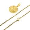 Gold Color Men Compass Necklaces,Vintage Viking North Star Anchor Medal,Stainless Steel Pendant for Male Dad Boy Gift Birthday