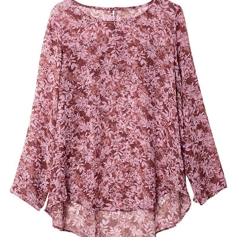 

Модная шифоновая рубашка с круглым вырезом и принтом, с длинными рукавами, в осеннем стиле, тонкая, с защитой от солнца, универсальная, повседневная S