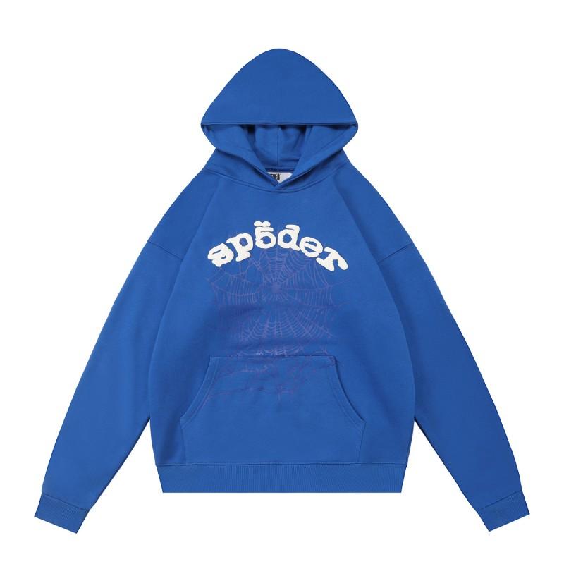Unisex Hip Hop Oversized Hoodie With 3D Foil Web Print Cotton Heavyweight Sweatshirt Winter