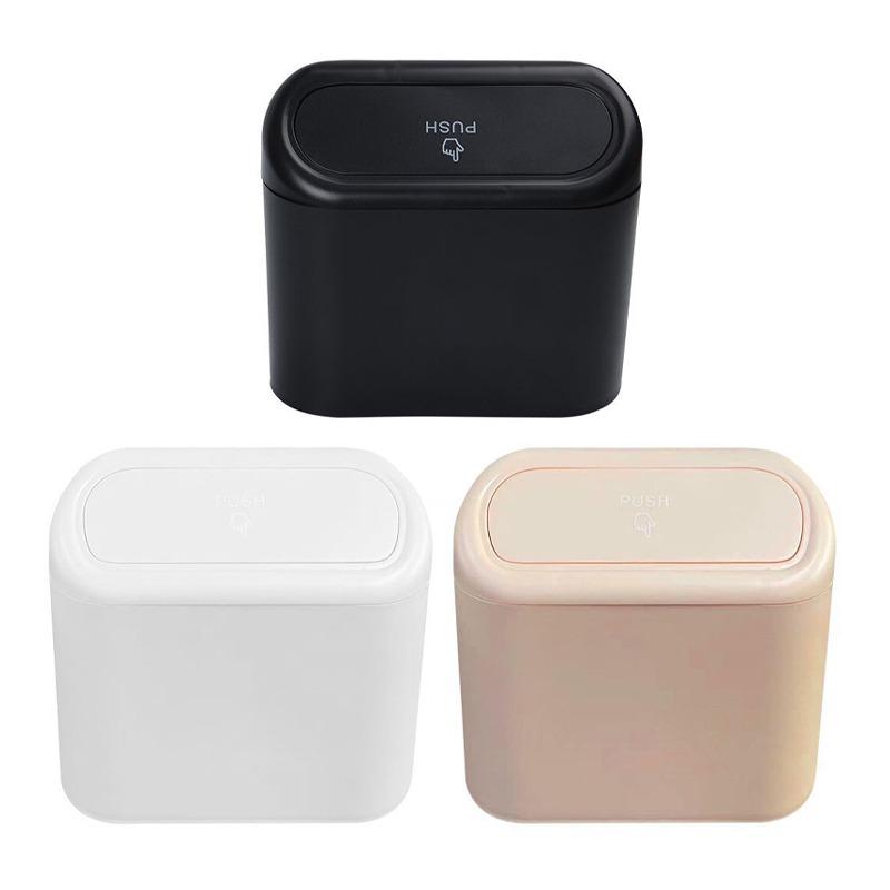 Car Trash Can with Lid Hanging Vehicle Garbage Organizer Case Storage Box Plastic Pressing Trash Bins Auto Interior