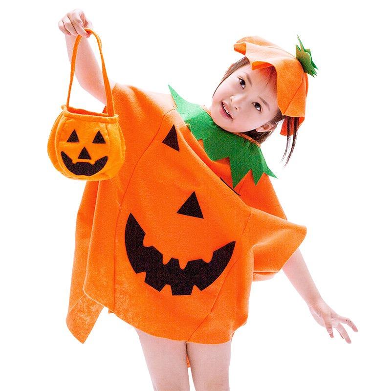 Halloween pumpkin costume children adult non-woven clothes parent-child costume cosplay pumpkin cape performance costume