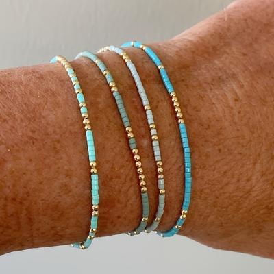4-delige Dames Mode Trendy Glaskralen Armband Zirkonia Accessoires Geschikt voor Strandfeesten, Festivals, Cadeaus