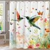 Beautiful Flower And Bird Printed Shower Curtain Partition Privacy Hanging Home Decoration Curtain With Hooks Machine Washable