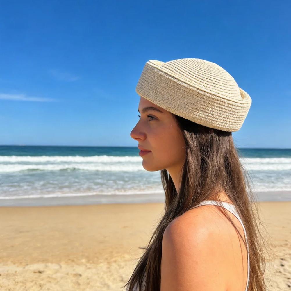 2026 New Summer Straw Beret Sun Hats Retro Artistic Painter Breathable Straw Hat Fashion Women Circle Concave