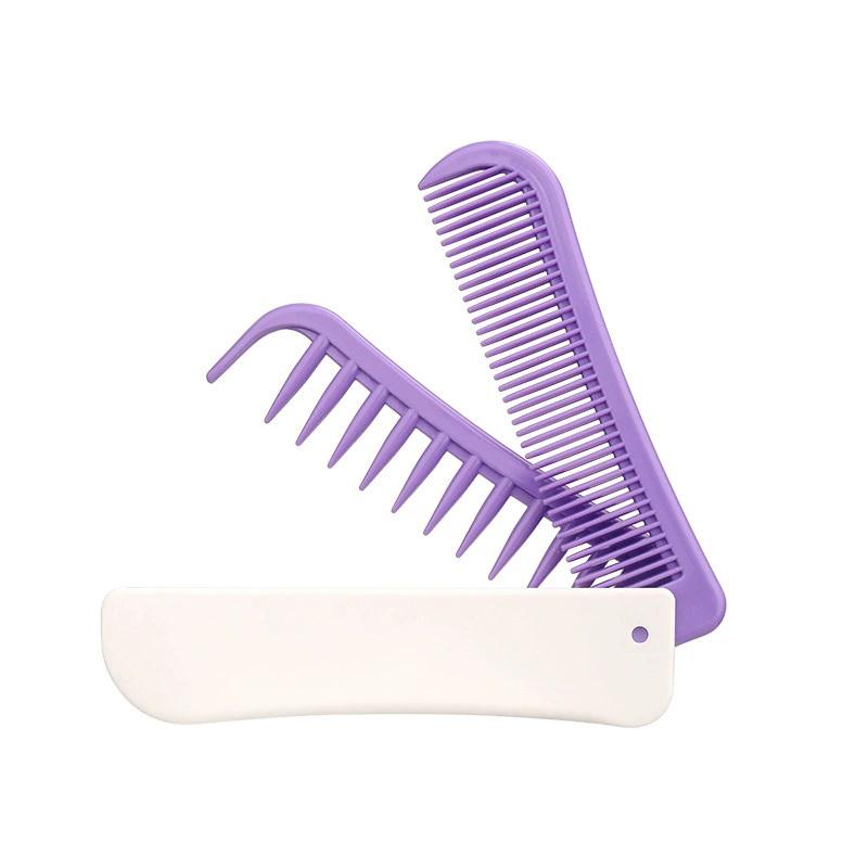 

Portable Travel Folding 2-in-1 Brush Anti-static Styling Comb Professional Hair Styling Tool Special For Real Hair Wigs темно-фиолетового