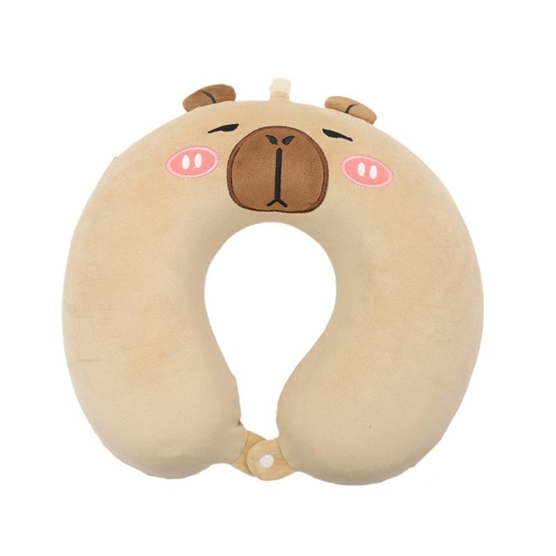 

Capybaras Travel Pillow, Memory Foam Head Neck Pillow, Portable Travel Cervical Pillow for Car Airplanes Office for Dorm розовый