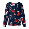 Women's Casual Fashion Long Sleeve Standing Collar Single Breasted Christmas Print Workwear Jacket Tops