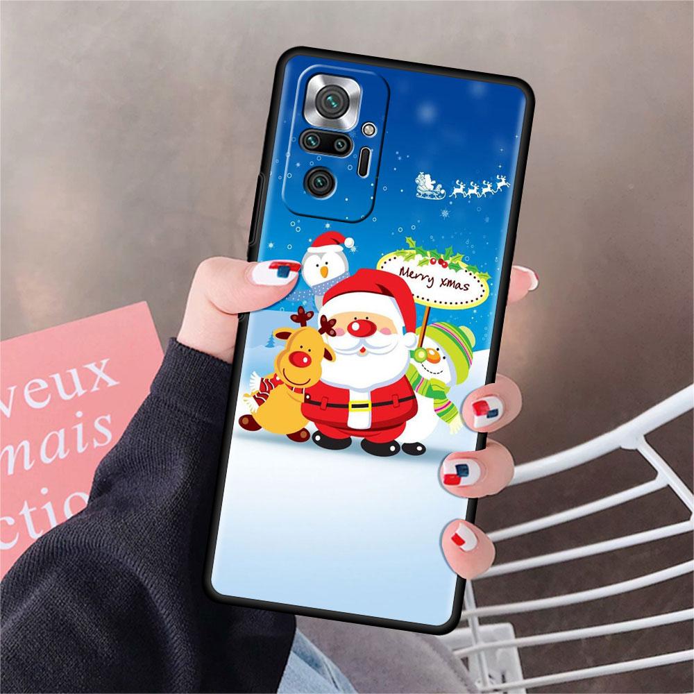 Funda For Xiaomi Redmi Note 10 9 11 Pro Soft Phone Case 10S 9S K40 8 9A 9C 9T 7 10C 8T Silicone Cover Merry Christmas Snow Shell