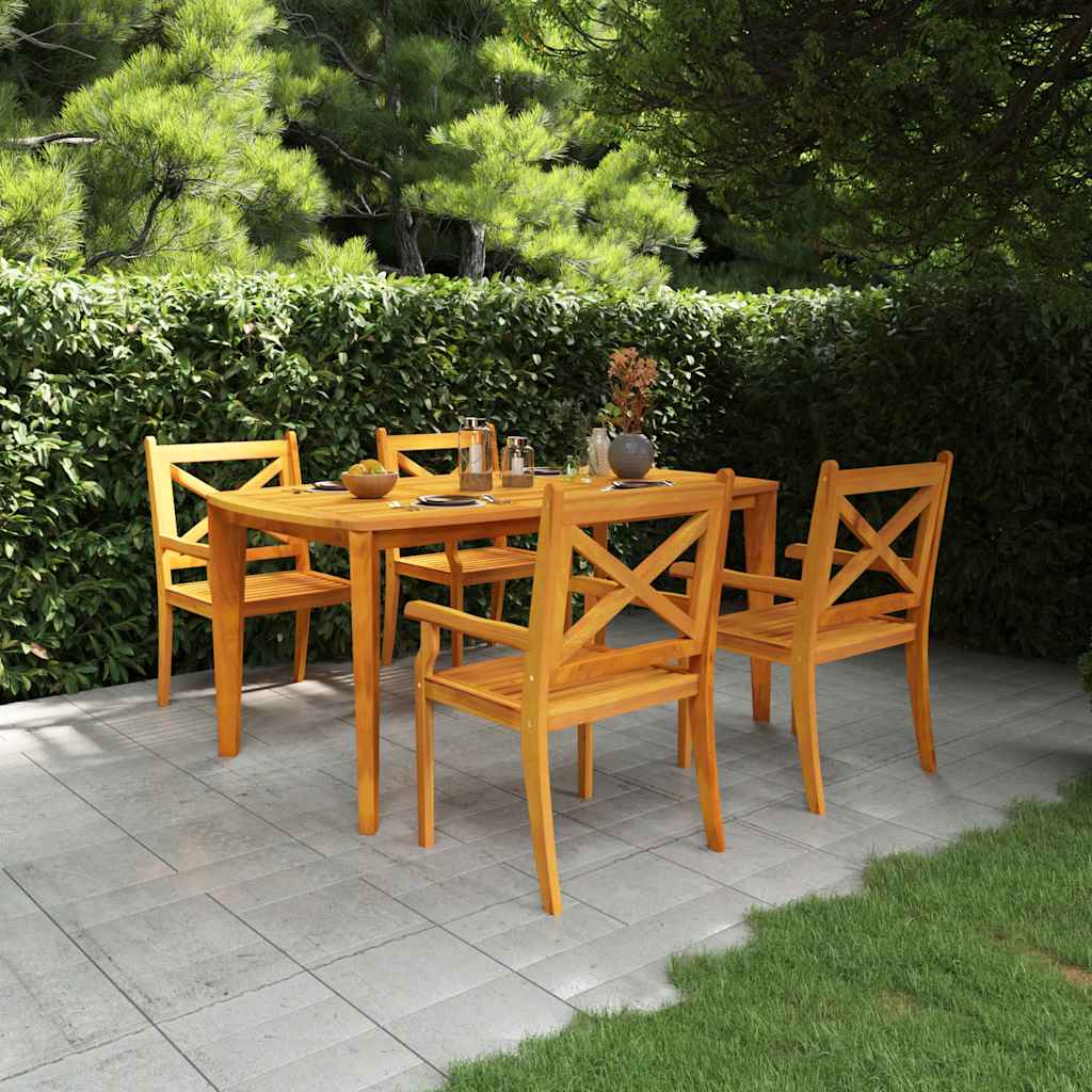 Set da Pranzo da Giardino a 5 Pezzi in Legno Massello di Acacia