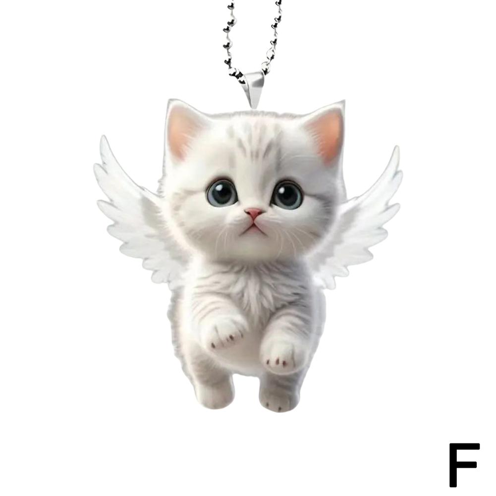 High-looking CUTE Adorable 2D Acrylic Flat Cat Pendant With And Or Bags Hanging Cars Cat-Shaped Chain Keys Ornament Keychai A0H1
