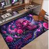 Totenkopf Gothic Thema Weicher Kristall-Samt Teppich Benutzerdefinierter Name & Text Druck Rutschfester Boden Teppich für Schlafzimmer Wohnzimmer