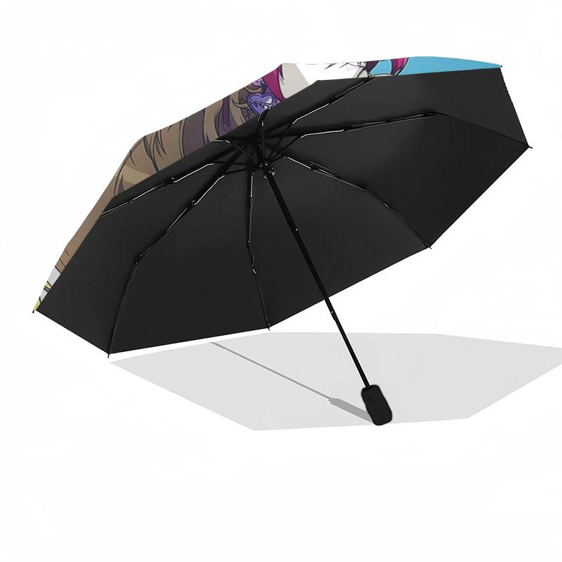 1pc Rainbow Candy Girl Automatic Folding Outdoor Umbrella - Portable 3-Fold Design with 8-Bone Iron Frame, Perfect for Fans, Travelers, Daily Use