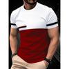 Camiseta de Manga Corta con Cuello Redondo para Hombre, Estampado a Color Rayado 3D, Manga Corta Rayada con Cuello Redondo