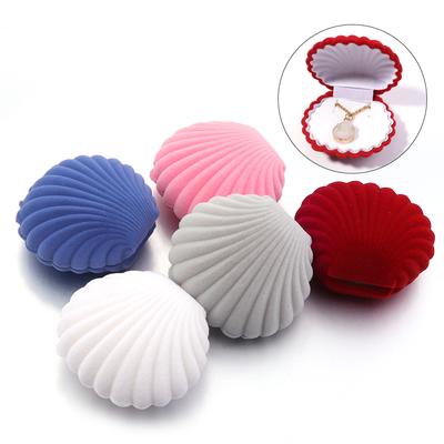 1 Piece Velvet Jewelry Box Lovely Shell Shape Gift Box Container For Wedding Earrings Necklace Bracelet Display Gift Package Box