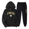 Winter New Men's Casual Sports Loose Personalized Print Youth Fashion Trend Personal Wear Hoodie Set