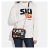 Coach Klare 22 Presbyopia Print Cartoon Patch Snap Closure Canvas with Leather Shoulder Crossbody Bag Small Size Women's Khaki and Black
