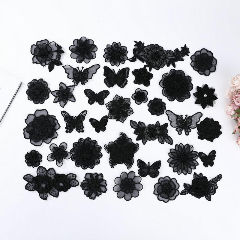 

3D Black Butterfly Lace Iron-On Embroidery Patch for Jackets and Clothes Standard