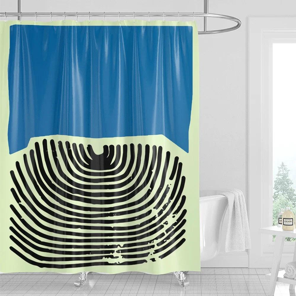 Bathroom Nordic Abstract Painting Shower Curtain Medieval Minimalist Art Polyester Fabric Shower Curtain 180 * 180CM with Hooks