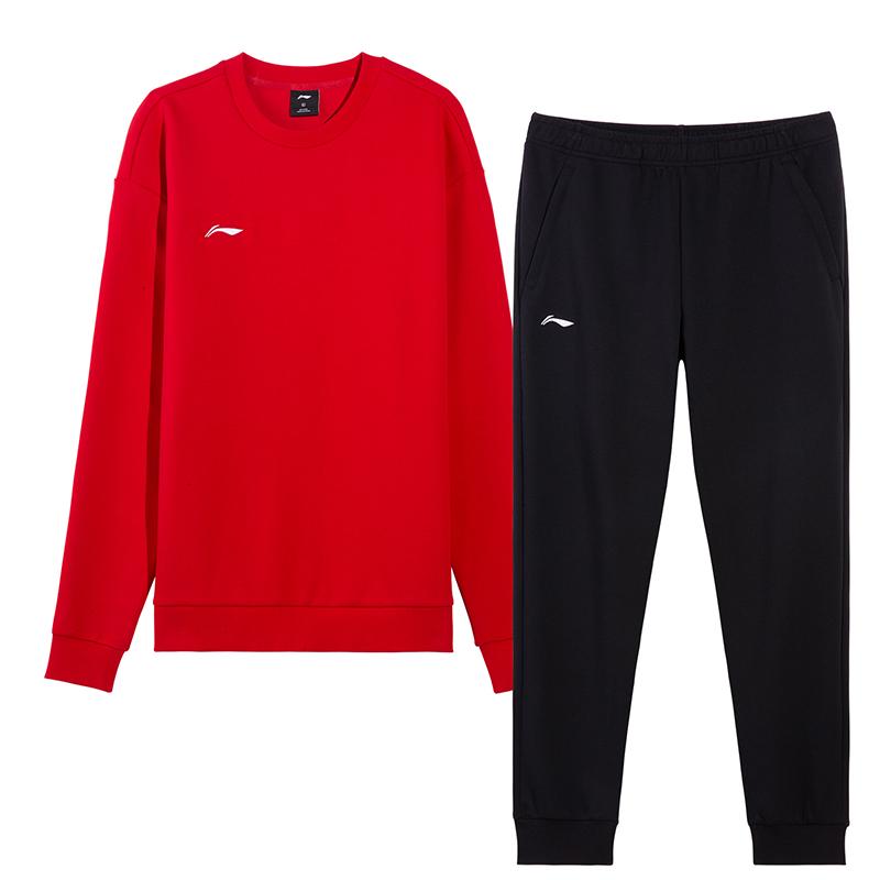Li-Ning Breathable Minimalist Versatile Crew Neck Comfortable Commuter Sweatshirt Set Men Sweatshirt Set AWEV059-2