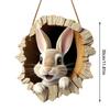 Easter Door Sign Wooden Rabbit Construction Door Sign Bunny Welcome Sign (A)