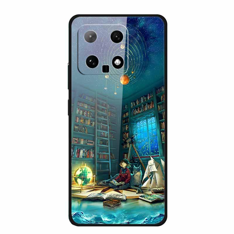 Starry Sky Tempered Glass Phone Case for Xiaomi 14 - Unisex Model, Hot Seller