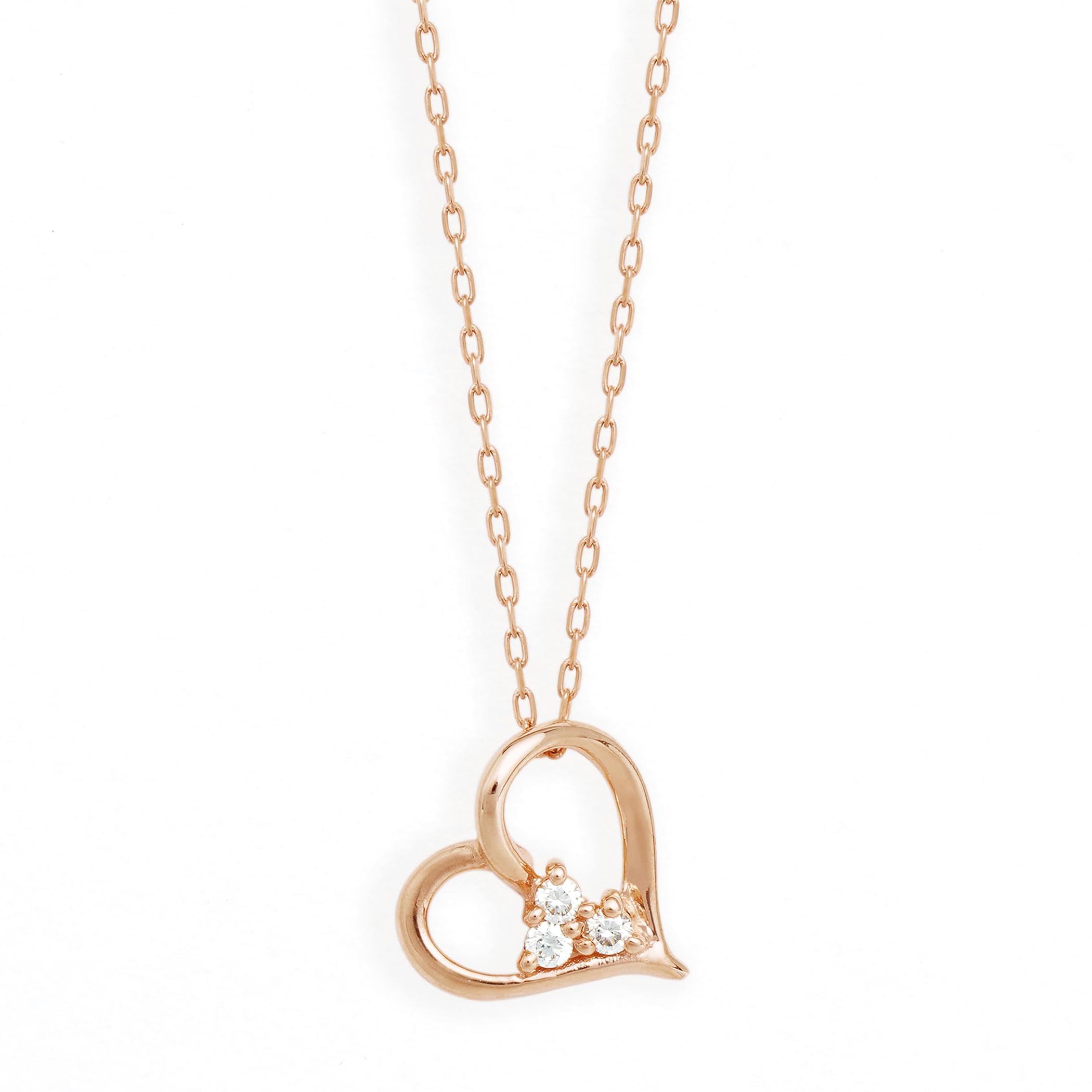

Estelle Official Women s Necklace, 10K Pink Gold with Diamonds and Heart Motif, 0442-0219-0020-0000
