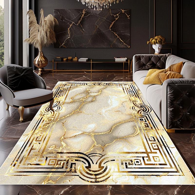 

Marbled Luxury Black Gold Carpet Soft Children s Bedroom Living Room Sofa Area Rugs Balcony Dining Room Easy Clean Floor MATS 60*90cm