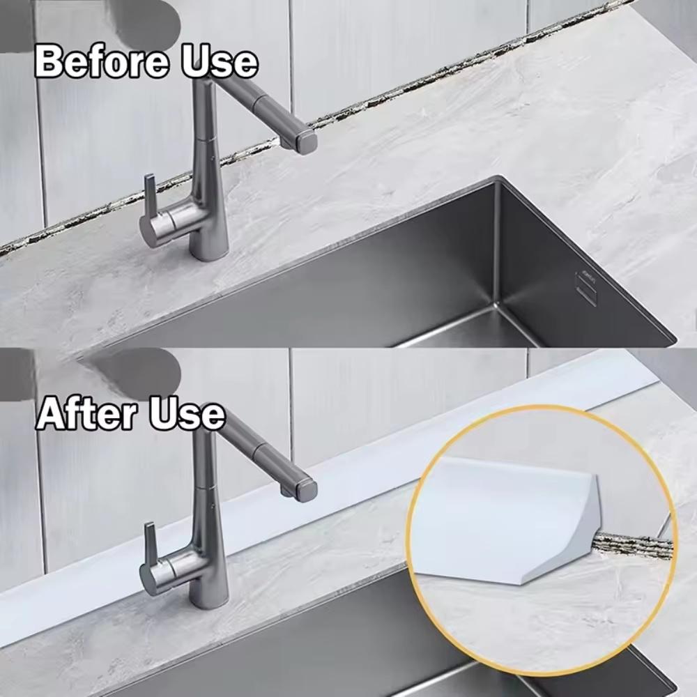 1pc 1mX2.5cm/4.5cm Water Stopper Strip Kitchen Basin Water Blocking Strip Bathroom Shower Dam Flood Barrier Dry Separation