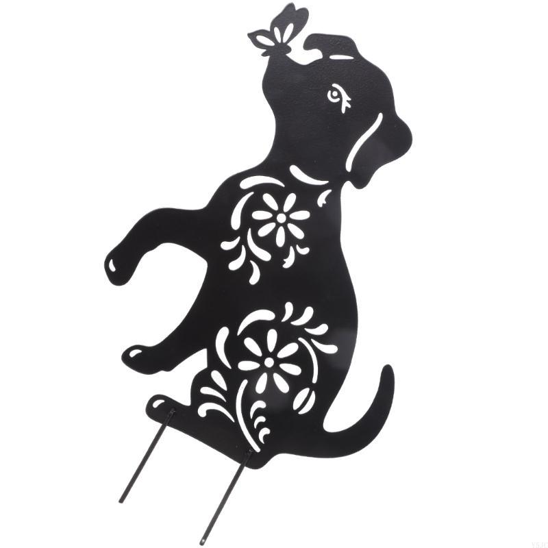 Y5JC 1/2Pcs Black Silhouettes Yard Stakes Animal Silhouettes Dog Stake Garden Stake