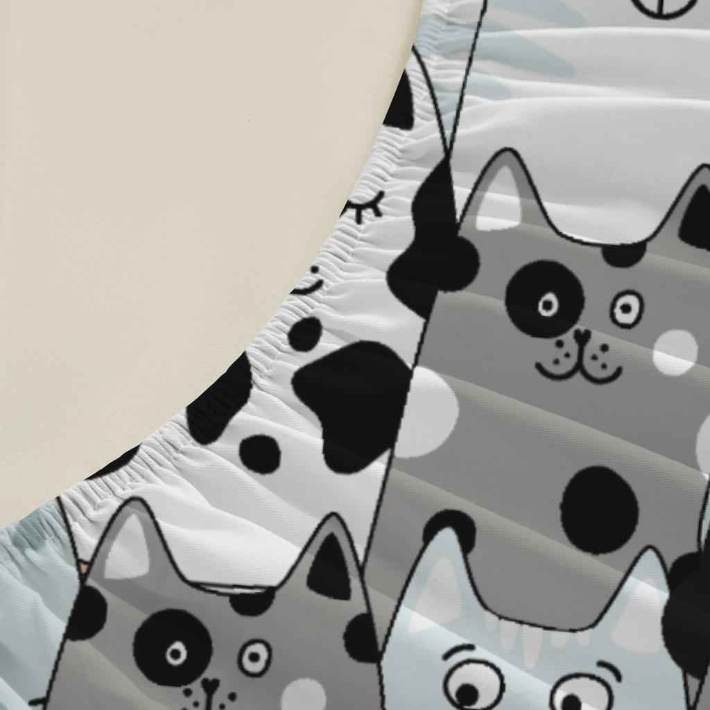 3 stuks Kleurrijke Katten Hoeslaken Cartoon Kattenpatroon 3D Print Cadeaus Voor Studenten Meisjes 100% Polyester Plat Laken Met Kussenslopen