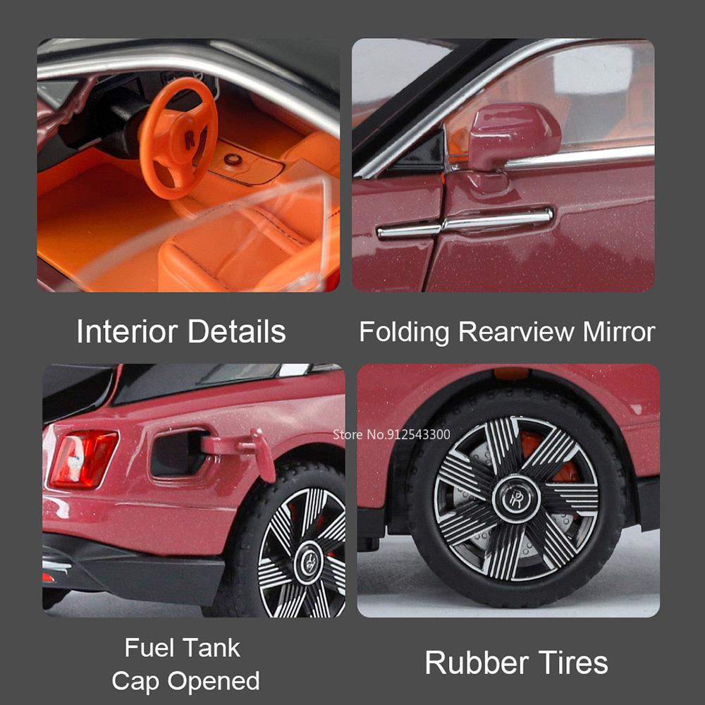 1:24 Rolls-Royce Spectre Streets Car Model Toy Sound Light Shock Absorption Starry Sky Top Vehicle Models Desktop Ornaments Gift