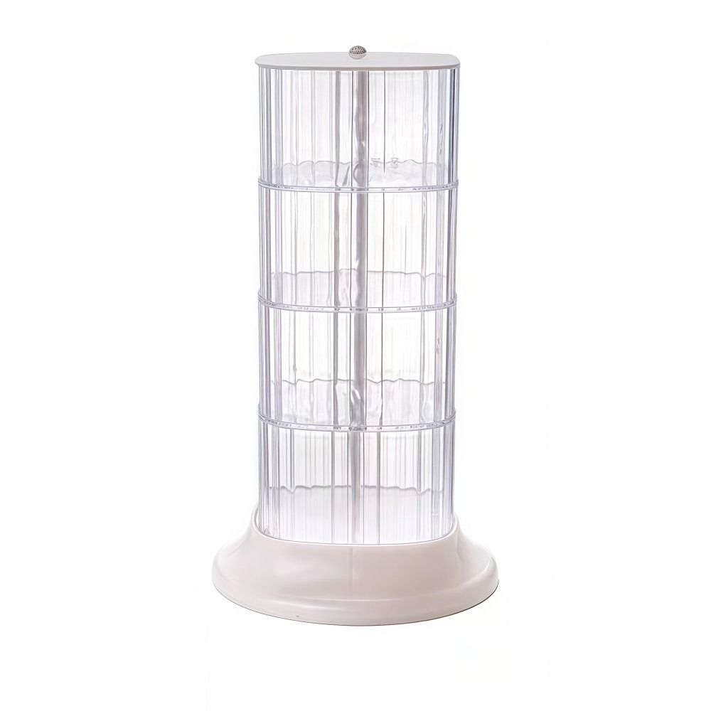 4-Layer Hair Accessory Organizer Transparent Dust-proof Powder Puff Box Rotating Cosmetic Storage Rack Girls' Jewelry Storage