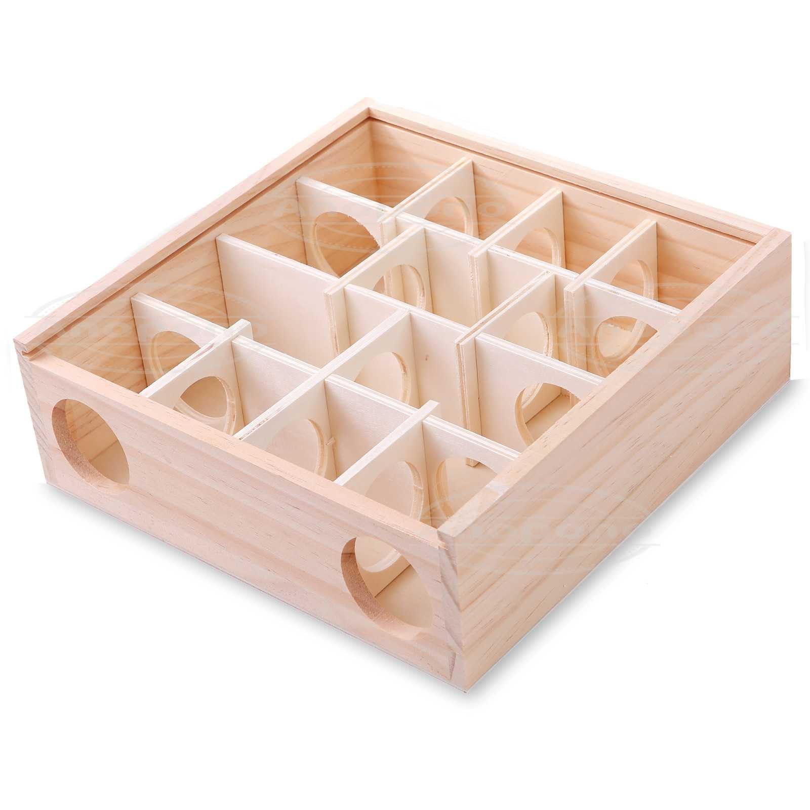 Anopono Hamster Maze House with Acrylic Top for Easy Observation, Chewing-Safe, Wooden Hideout for Small Animals, Tunnel-Shaped Toy