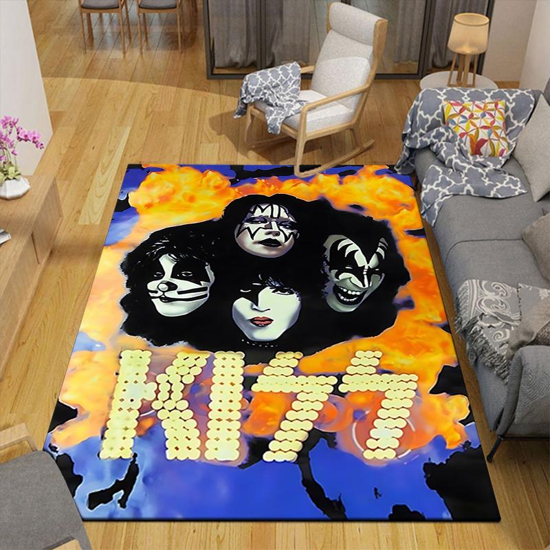 1Pc Kiss Band Fire Performance Rug, Office Carpet Indoor Outdoor Doormat, Non-Slip, Comfortable, Living, Christmas Halloween, Xmas Gift G1150