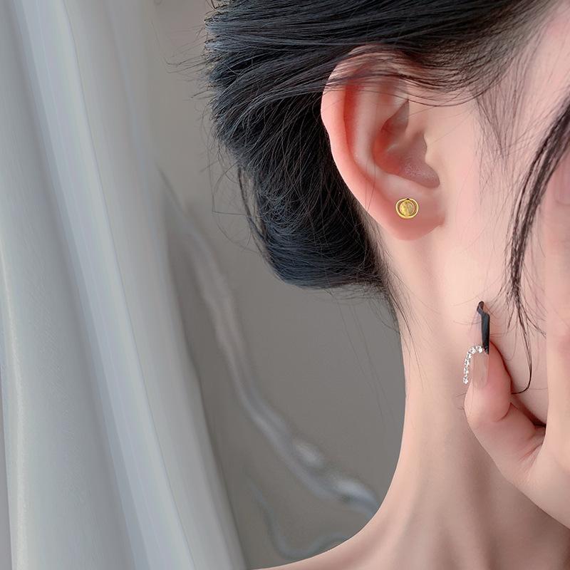 Ring Cat Eye Stone Earrings Light Luxury Niche Design New Year's New Circle Earrings