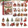 Kids Holiday Activity Ornament Set Calendar 24Pcs Christmas Advent Sets Farm Acrylic 2D with Rustic