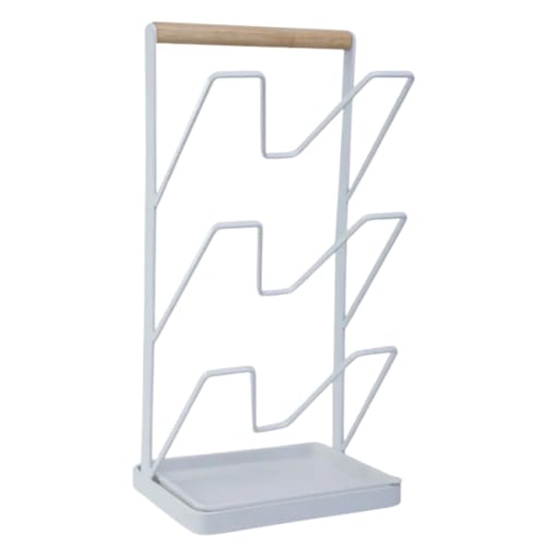 HaOhana Pot Lid Stand, Kitchen Holder, Standing, Cutting Board Holder, Space-Saving, Countertop Storage, Ladle Holder, Chopstick Rest, 3-Tier Drainer
