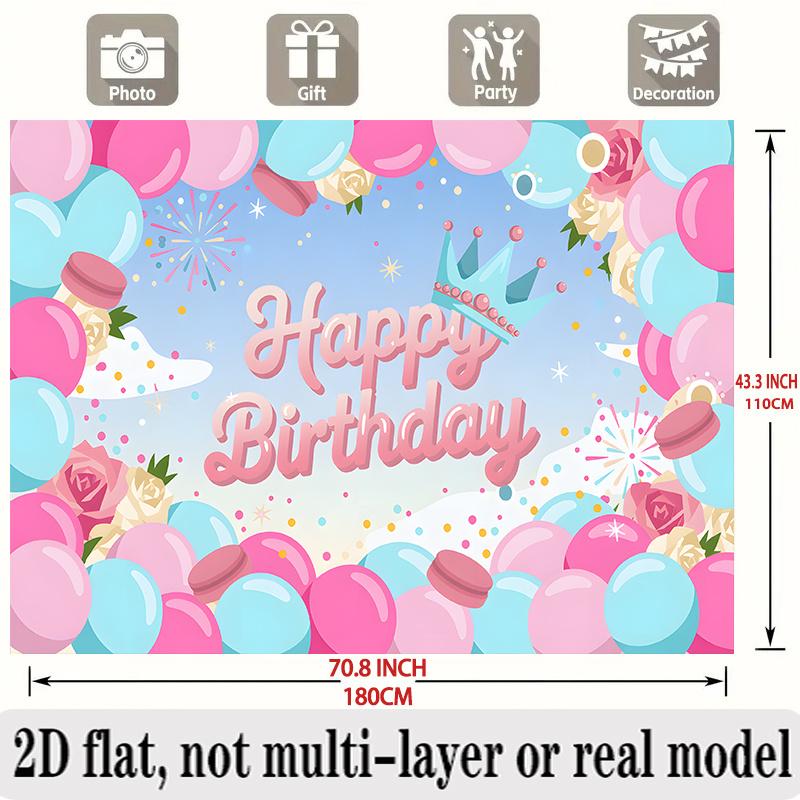 Birthday Theme Banner, Multicolor Photo Backdrop Wall Decor for Party