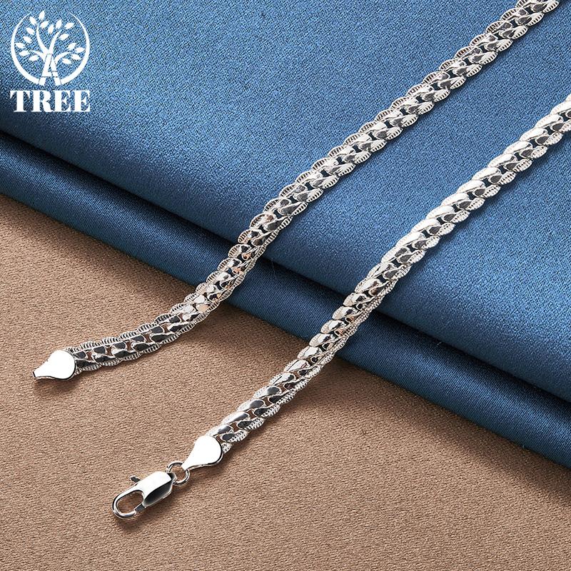 925 Sterling Silver 16/18/20/22/24 Inch 6mm Side Chain Necklace Jewelry