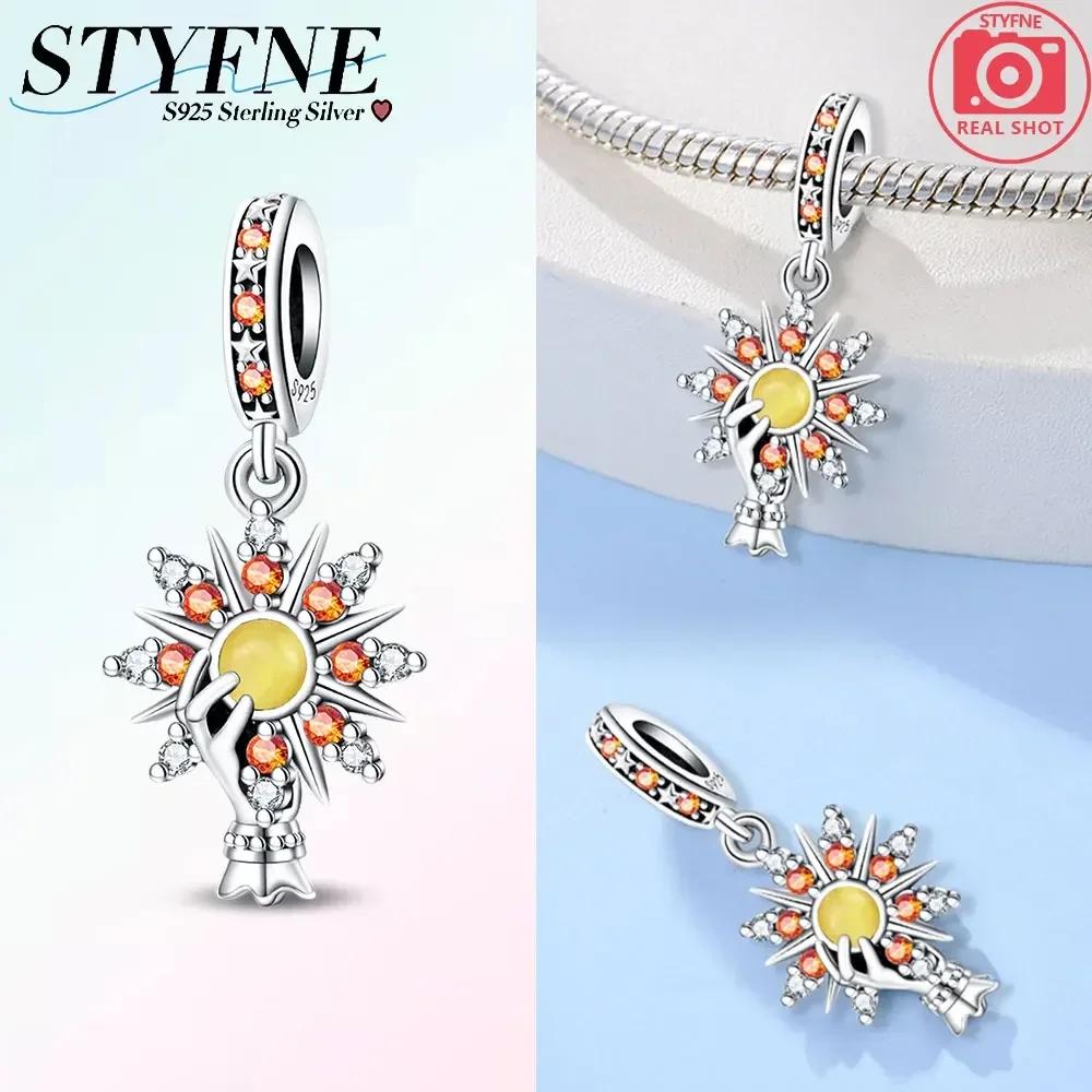 Exquisite Tarot Card Pendant Stars Moon Sun Original Copper Charms Beads Fit Bracelet Women Fine Delicate Gift Accessory Set