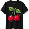 Bold Cherry Graphic Tshirt On Black Background Eye Catching Fruit Design