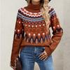 Women's Knitted Retro Round Neck Loose Pullover Sweater