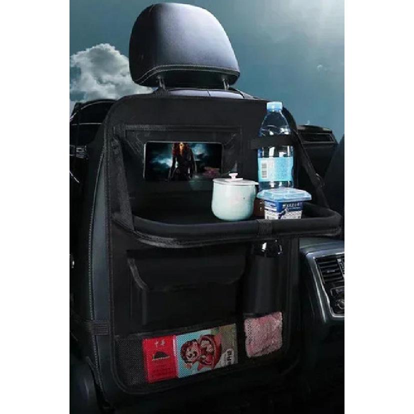 Car Universal Car Seat Organizer withTray Tablet Holder Multi-Pocket Storage Box Black 1PCS