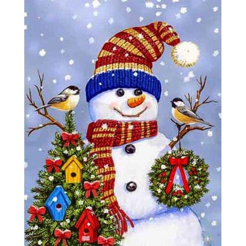 Full Round Drill Diamond Painting 5D Snowman Diamond Embroidery Winter Landscape Cross Stitch Home Decoration