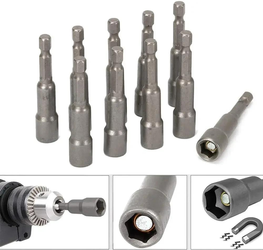 High Quality 6mm-15mm Impact Socket Kit with Magnetic Nut Driver & 1/4 Hex Bit Adapter for Power Drills