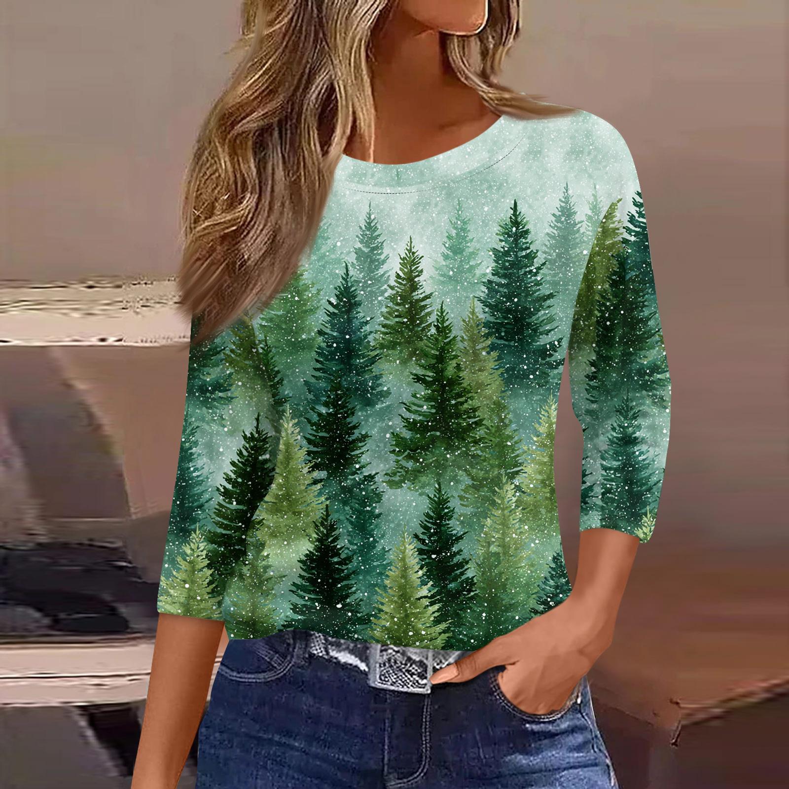 

Женские топы с рукавами 3/4, цветочный принт, винтажная мода, повседневные свободные рубашки с круглым вырезом больших размеров L армия зеленый