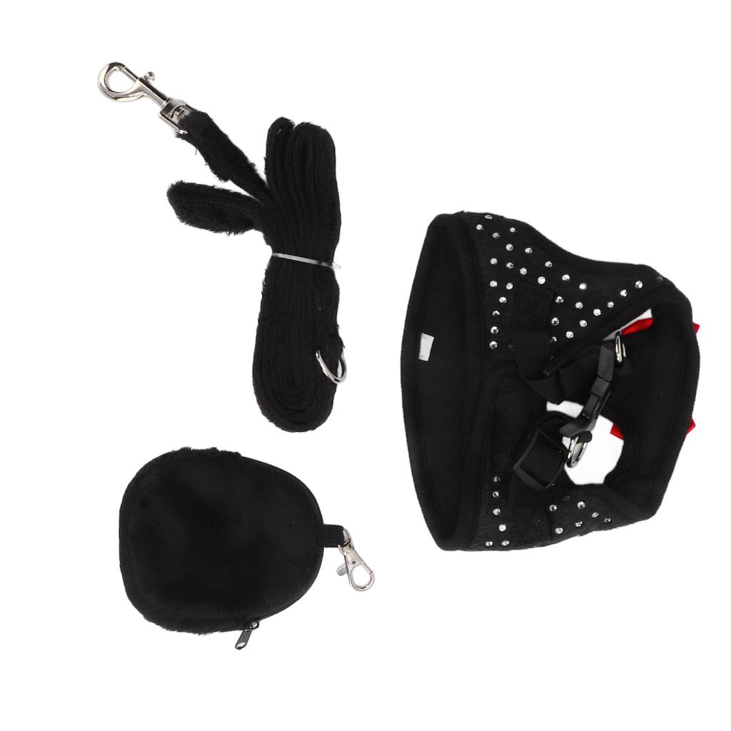 Dog Harness and Leash Escape Proof Adjustable Breathable Comfortable Cat Walking Jackets for Small Dogs Black M