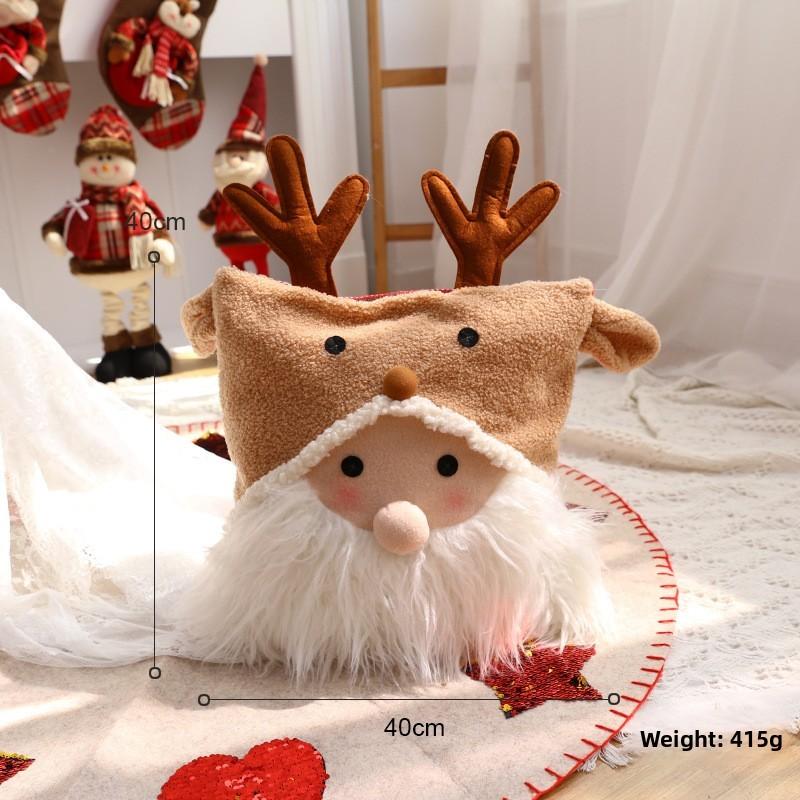 Christmas Decor Scene With Santa Snowman Reindeer Hug Pillow For Gift Festive