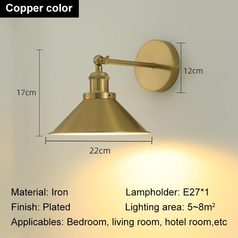 Wall Sconce Living Room Bedroom Bedside Vintage Iron Wall Lamp BlackCopper Indoor Decoration Lighting AC85265V