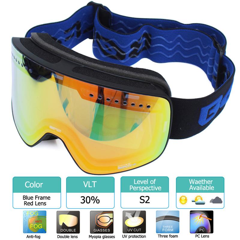 Magnetic Ski Goggles Double Layer Polarized Lens Skiing Anti-fog UV400 Snowboard Goggles Men Women Ski Glasses Eyewear